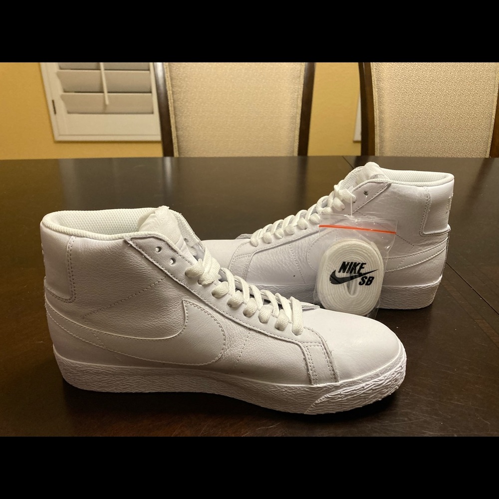 New Nike Blazer Zoom Mid SB Triple White Sneaker 7 - Picture 11 of 11